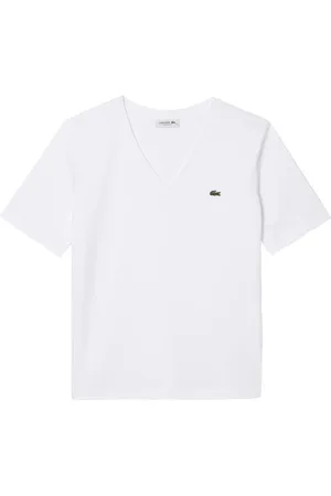 Lacoste Tops, Dames, Wit, M, Katoen, Verfijnd V-hals T-shirt