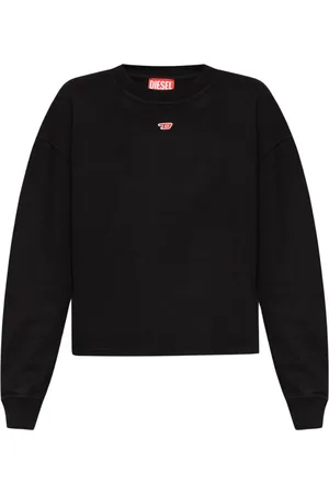 Diesel Sweatshirts & Hoodies, Dames, Zwart, S, Katoen, Crewneck Sweatshirt
