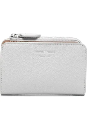 Emporio Armani Accessoires, Dames, Wit, ONE Size, Leren Portemonnee met Logoprint