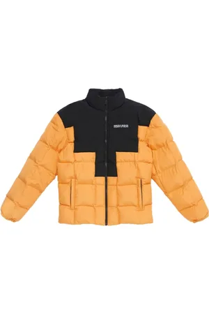 MARCELO BURLON Jassen, Heren, Geel, M, Polyester, Quilted Cross Puffer Jacket