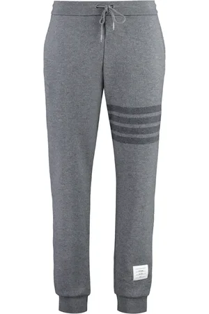 Thom Browne Broeken, Heren, Grijs, S, Gestreeepte Virgin Wool Track Pants