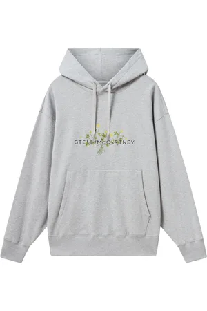 Stella McCartney Sweatshirts & Hoodies, Dames, Grijs, M, Katoen, Hoodie met bloemenborduursel