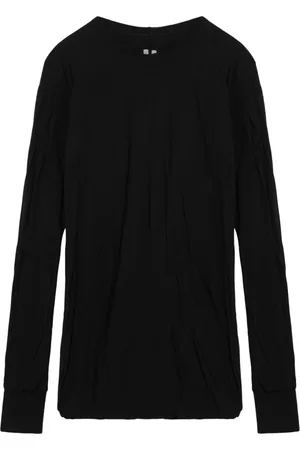 Rick Owens Tops, Heren, Zwart, S, Lange mouwen ronde hals T-shirt
