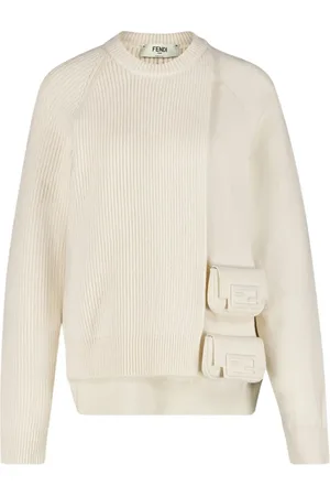Fendi Truien, Dames, , S, Wol, Wollen kasjmier trui met zakdetail