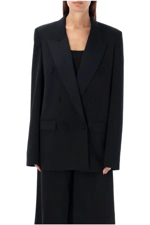 Stella McCartney Jassen, Dames, Zwart, S, Katoen, Double-Breasted Tuxedo Jas