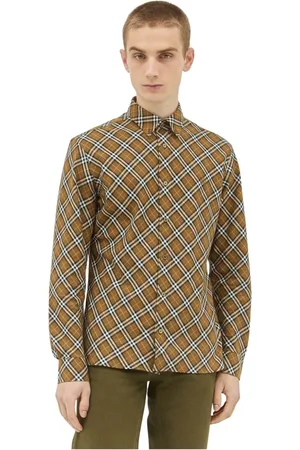 Burberry Overhemden, Heren, Bruin, 2Xl, Katoen, Klassiek Geruit Katoenen Overhemd