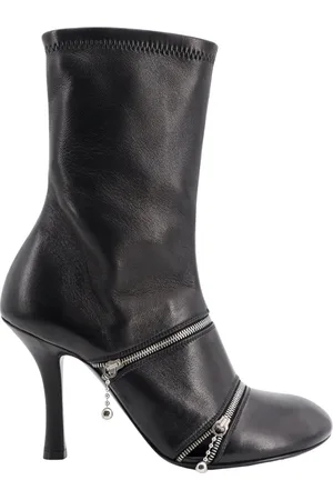 Burberry Schoenen, Dames, Zwart, 38 EU, Leer, Leren Enkellaarsjes met Ritssluiting aan de Voorkant