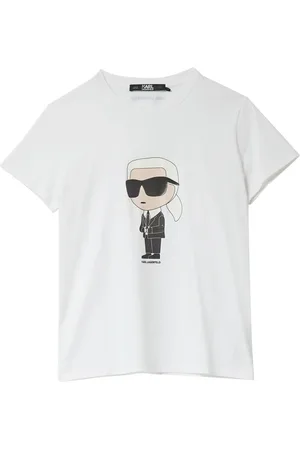Karl Lagerfeld Tops, Dames, Wit, XL, Katoen, Ikonik 2.0 Karl T-shirt