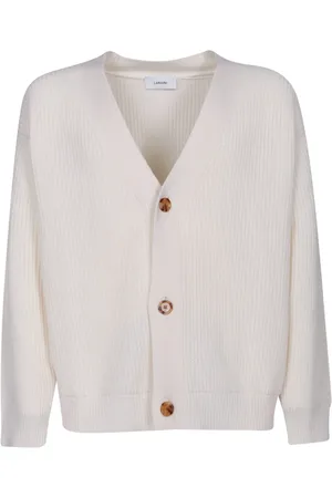 LARDINI Truien, Heren, Wit, M, Wol, Witte Cardigan