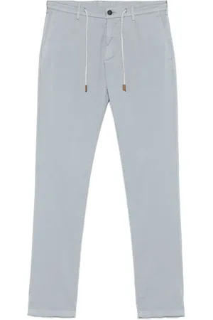 ELEVENTY Broeken, Heren, Blauw, W36, Katoen, Katoen/Zijde Broek met Trekkoord