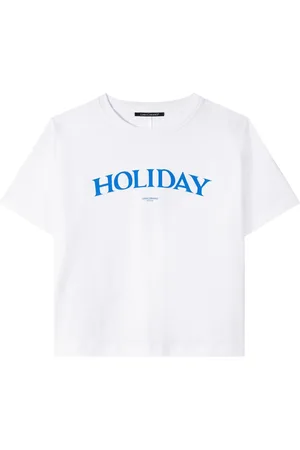 Luisa Cerano Tops, Dames, Wit, M, Katoen, Holiday Logo Print Wit T-Shirt