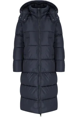 save the duck Mantels, Dames, Blauw, L, Polyester, Blauwe Gewatteerde Hoodie Jas Colette