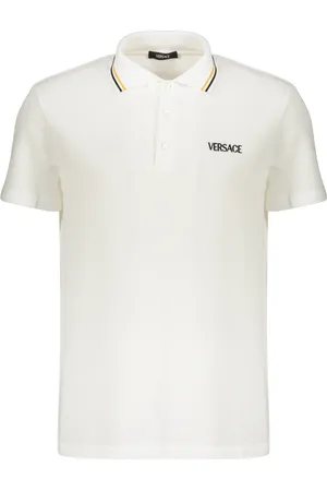 VERSACE Tops, Heren, Wit, 3Xl, Katoen, Geborduurd logo katoenen poloshirt