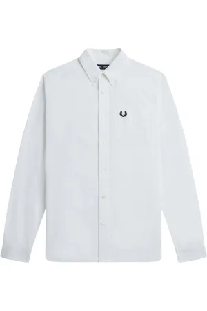 Fred Perry Overhemden, Heren, Wit, M, Katoen, Klassiek Oxford Button-Down Overhemd