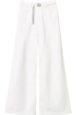 Twin-Set Broeken, Dames, Wit, W30, Wijde Witte Stier Broek