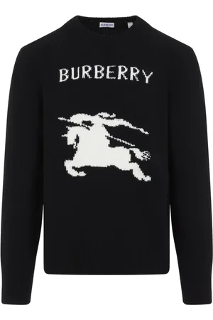 Burberry Truien, Heren, Zwart, L, Wol, Luxueus zwart sweatshirt