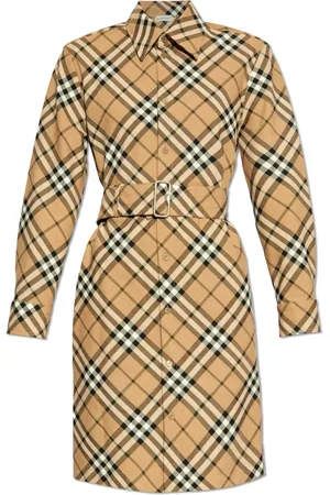 Burberry Kleedjes, Dames, , M, Katoen, Jurk met Ruitpatroon