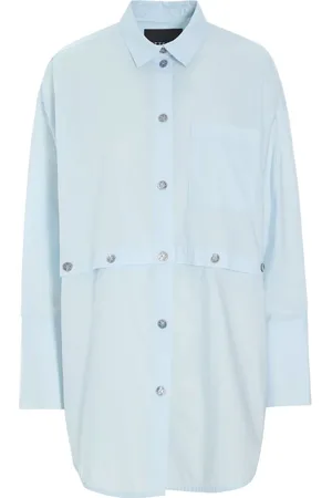 Bitte Kai Rand Blouses & Shirts, Dames, Blauw, S, Katoen, Oversized katoenen overhemd