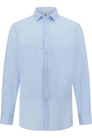 Boggi Milano Overhemden, Heren, Blauw, S, Nylon, Slim Fit Stretch Nylon Overhemd