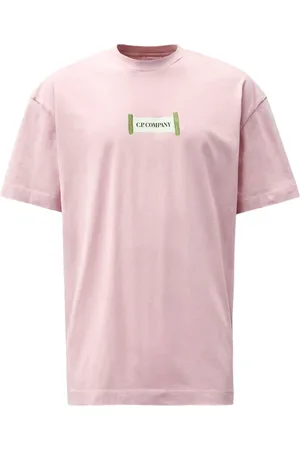 C.P. Company Tops, Heren, Roze, S, Katoen, T-shirt met korte mouwen en ronde hals