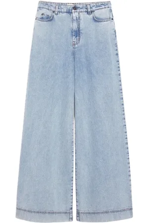 Max Mara Jeans, Dames, Blauw, S, Katoen, Wide Fit Jeans