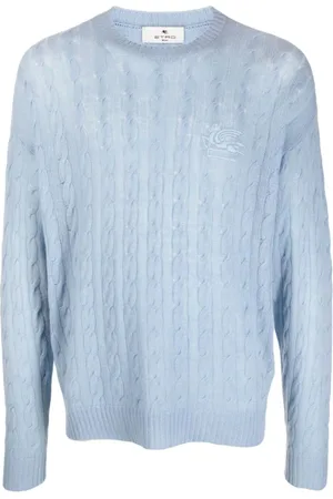 Etro Truien, Heren, Blauw, S, Kasjmier, Rondgebreide trui