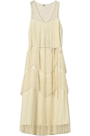 Twin-Set Kleedjes, Dames, , M, Polyester, Elegante Ivoor Kant Jurk