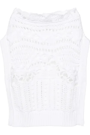 ERMANNO SCERVINO Tops, Dames, Wit, S, Katoen, Gehaakte witte trui