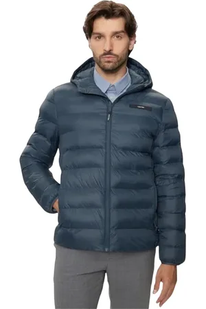 Calvin Klein Jassen, Heren, Blauw, S, Nylon, Hooded Puff Jacket