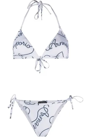 Emporio Armani Badkleding, Dames, Veelkleurig, M, Polyester, Blauwe Bikini Set met Logo