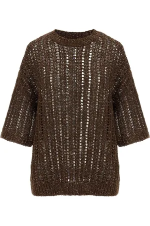Brunello Cucinelli Truien, Dames, Bruin, L, Wol, Bruine Trui