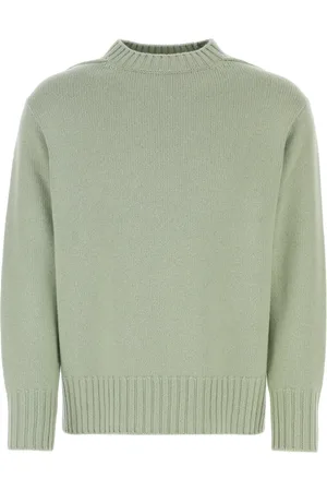 Lanvin Truien, Heren, Groen, M, Rondgebreide T-shirt met ronde hals