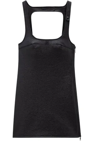 Courrèges Kleedjes, Dames, Zwart, M, Katoen, Zwarte Faux Leather Shift Jurk