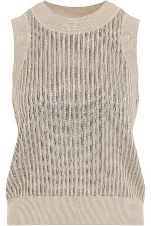 ERMANNO SCERVINO Tops, Dames, , M, Katoen, Top met kristallen