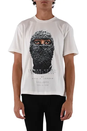 Ih Nom Uh Nit Tops, Heren, Wit, S, Katoen, Zwarte Masker T-shirt met Voor- en Achterprint