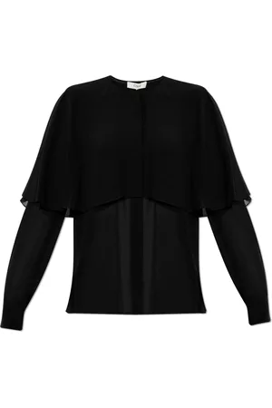 Chloé Blouses & Shirts, Dames, Zwart, S, Cape Detail Sheer Silk Blouse