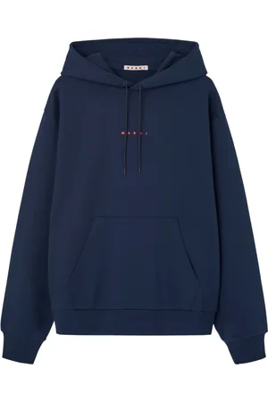 Marni Sweatshirts & Hoodies, Heren, Blauw, L, Katoen, Logo Hoodie