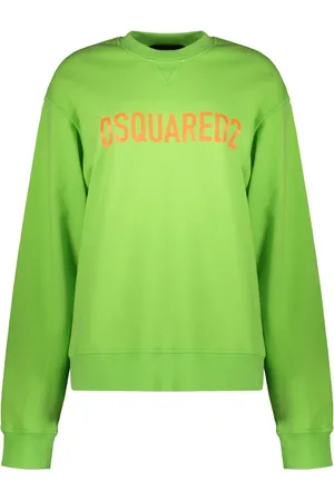 Dsquared2 Sweatshirts & Hoodies, Dames, Groen, M, Katoen, Katoenen Sweatshirt met Logo Detail