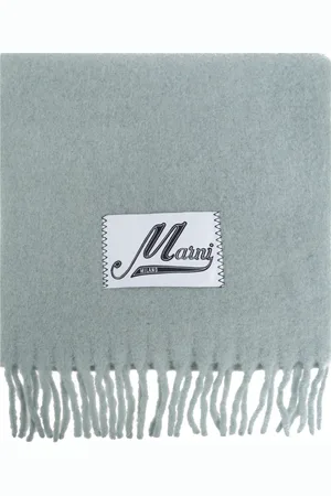Marni Accessoires, Dames, Groen, ONE Size, Wol, Sjaal met logopatch
