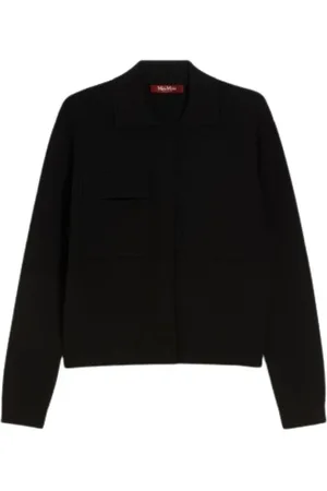 Max Mara Jassen, Dames, Zwart, S, Linnen, Linnen-gebreide textuur jas