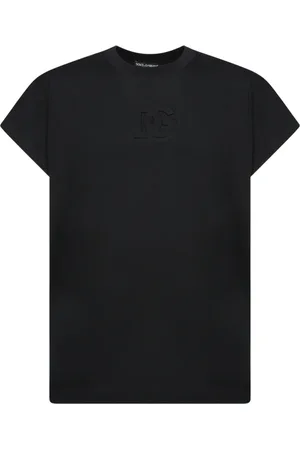 Dolce & Gabbana Tops, Heren, Zwart, S, Katoen, Zwarte T-shirt met reliëflogo