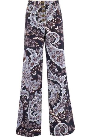 Etro Jeans, Dames, Veelkleurig, W29, Katoen, Floral Flared Katoen Jacquard Denim Jeans