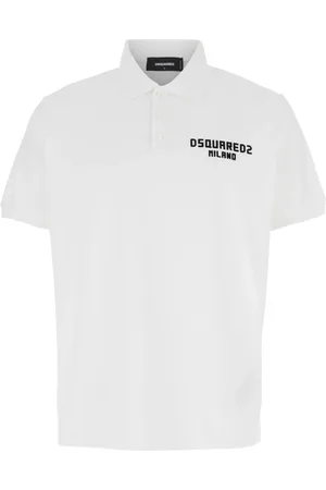 Dsquared2 Tops, Heren, Wit, L, Katoen, Wit Polo Shirt met Logo Borduursel