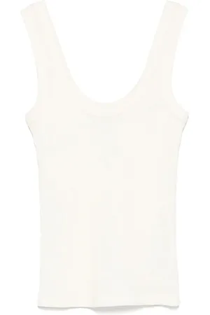 TELA Tops, Dames, Wit, XS, Beige Scoop Neck Sleeveless Top