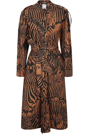 Max Mara Kleedjes, Dames, Veelkleurig, 2Xs, Katoen, Zebraprint Katoenen Midi Jurk