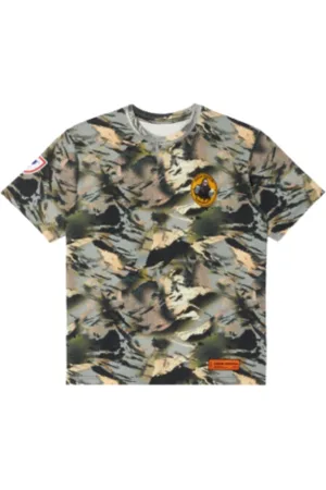 Heron Preston Tops, Heren, Groen, S, Katoen, Camouflage T-shirt