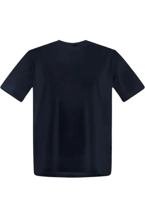 HERNO Tops, Heren, Blauw, XL, Katoen, Stretch Katoenen T-Shirt Ronde Hals Korte Mouwen