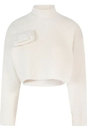Fendi Truien, Dames, Wit, S, Wol, Beige Turtleneck Ss 23