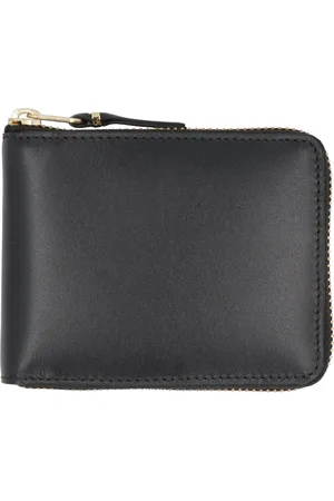Comme des Garçons Accessoires, Dames, Zwart, ONE Size, Leer, Gladleren Portemonnee met Muntvak
