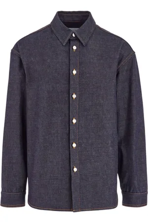 Salvatore Ferragamo Overhemden, Heren, Blauw, L, Denim, Denim Overhemd